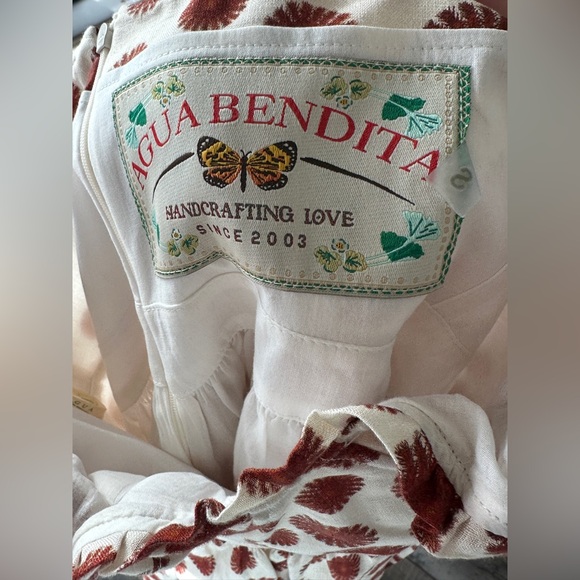 NWOT Agua by Agua Bendita Acacia Erizos Linen Midi Bustier Dress Starburst - Picture 6 of 6